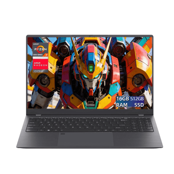 Toemaagic Gaming Laptop 15.6 FHD , AMD Ryzen 7 5825U, 16GB RAM, 512GB SSD, Windows 11PRO, Graphite, Backlit KB, Gray