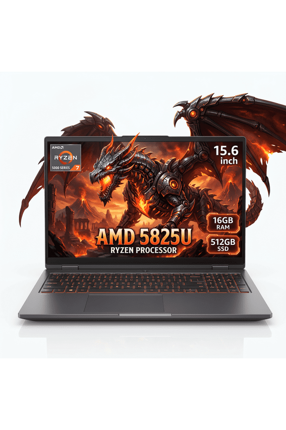 Gaming Laptop 15.6 FHD , AMD Ryzen 7 5825U, 16GB RAM, 512GB SSD, Windows 11PRO, Graphite, Backlit KB, Gray