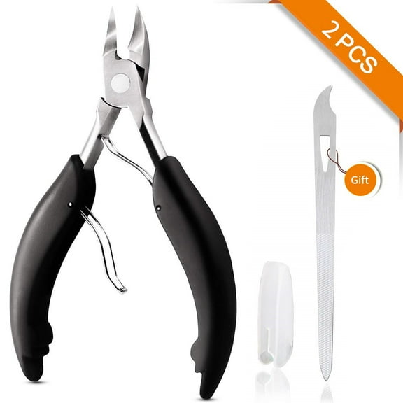 Toenail Clipper for Ingrown or Thick Nails- Black Large Toenails Clippers and Professional Podiatrist Toenail Clipper for Seniors with Surgical Stainless Steel Super Sharp Blades Lighter Soft Handle