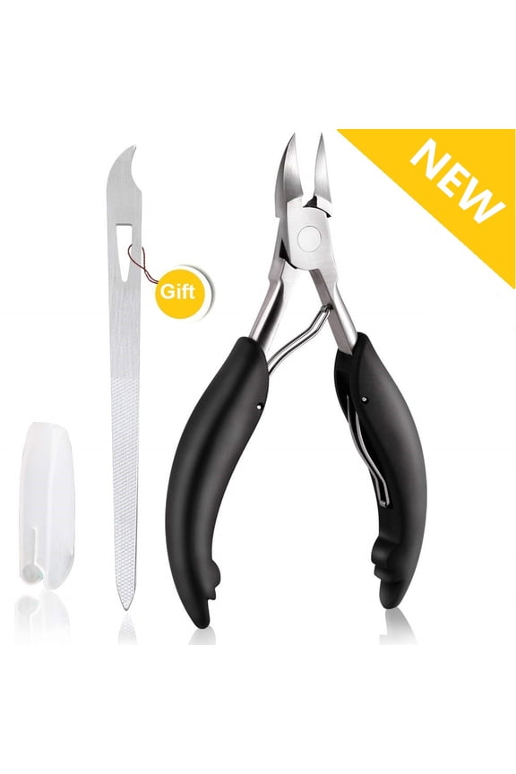 Toenail Clipper for Ingrown or Thick Nails- Large Toenails Clippers and Professional Podiatrist Toenail Clipper for Seniors with Surgical Stainless Steel Super Sharp Blades Lighter Soft Handle Black