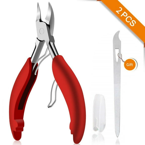 Toenail Clipper for Ingrown or Thick Nails- Red Large Toenails Clippers and Professional Podiatrist Toenail Clipper for Seniors with Surgical Stainless Steel Super Sharp Blades Lighter Soft Handle