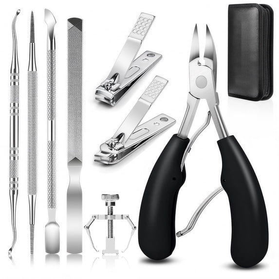 Toenail Clippers Pinkiou Cuticle Nipper Nail Clippers for Thick Nails Toe Nail Clippers for Seniors Thick Toenails 6PCS Ingrown Toenail Clippers Nail Cutter with Nail File Cuticle Pusher