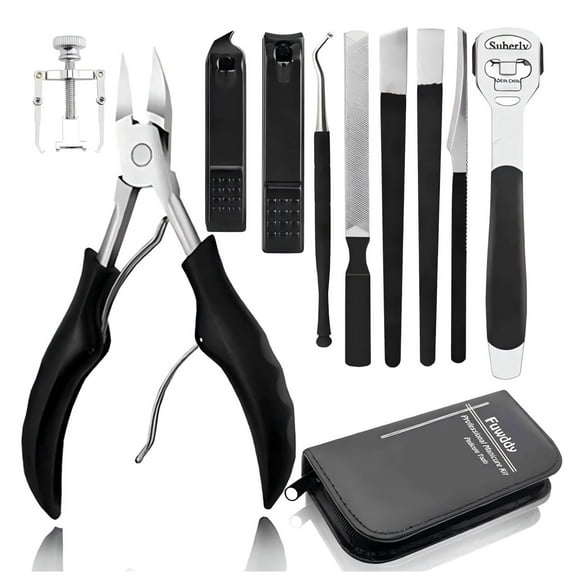 Toenail Clippers for Seniors Thick Toenail, Podiatrist Toe Nail Clipper Kits for Adult, Men, Women, Super Sharp Curved Blade Large Nail Tools, at Home Ingrown Toenail Remove Kit, 14 Pieces