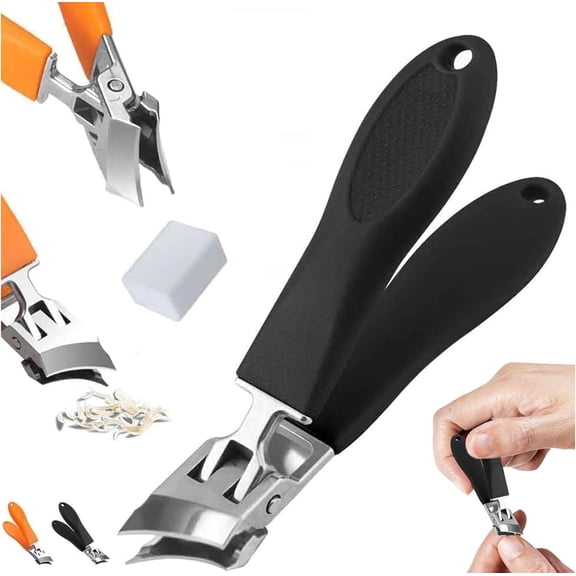 Toenail Clippers for Thick Toenails,Heavy Duty Curved Nail Clipper with Extra Sharp Blade & Non-Slip PP Handle,Broad Jaw Opening Anti-Bending Design for Seniors,Men and Women