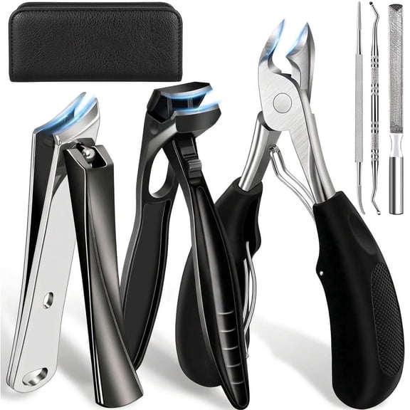 Toenail Clippers for Thick Toenails, Professional Ingrown Toe Nail Clippers for Men & Seniors, Super Sharp Curved Fingernail Clipper Cutter with Long Handle