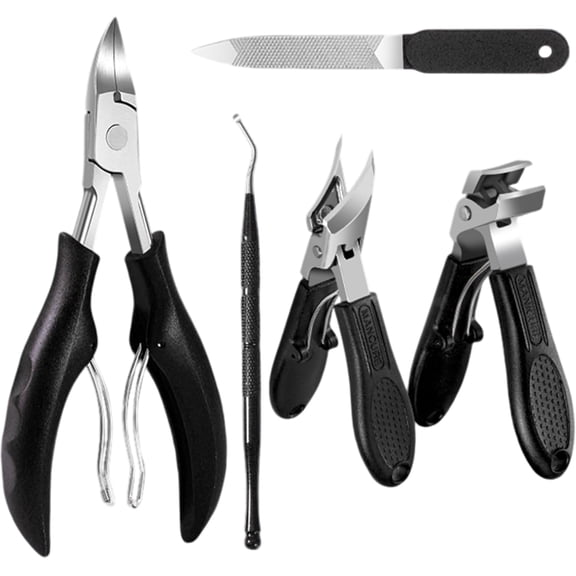 Toenail Clippers for Thick Toenails for Seniors, Angled Head Large Toe Nail Clippers Set for Men, Heavy Duty Ingrown Toenail Clippers Long Handled, Ultra SharpSlanted Nail Cutter