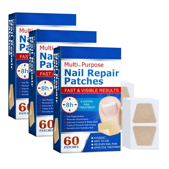 Toenail Fungus & Fungal Nail Patches 60 Pcs a box Extra Strength Overnight Treatment for Damaged Nails & Men/Women 1 Box