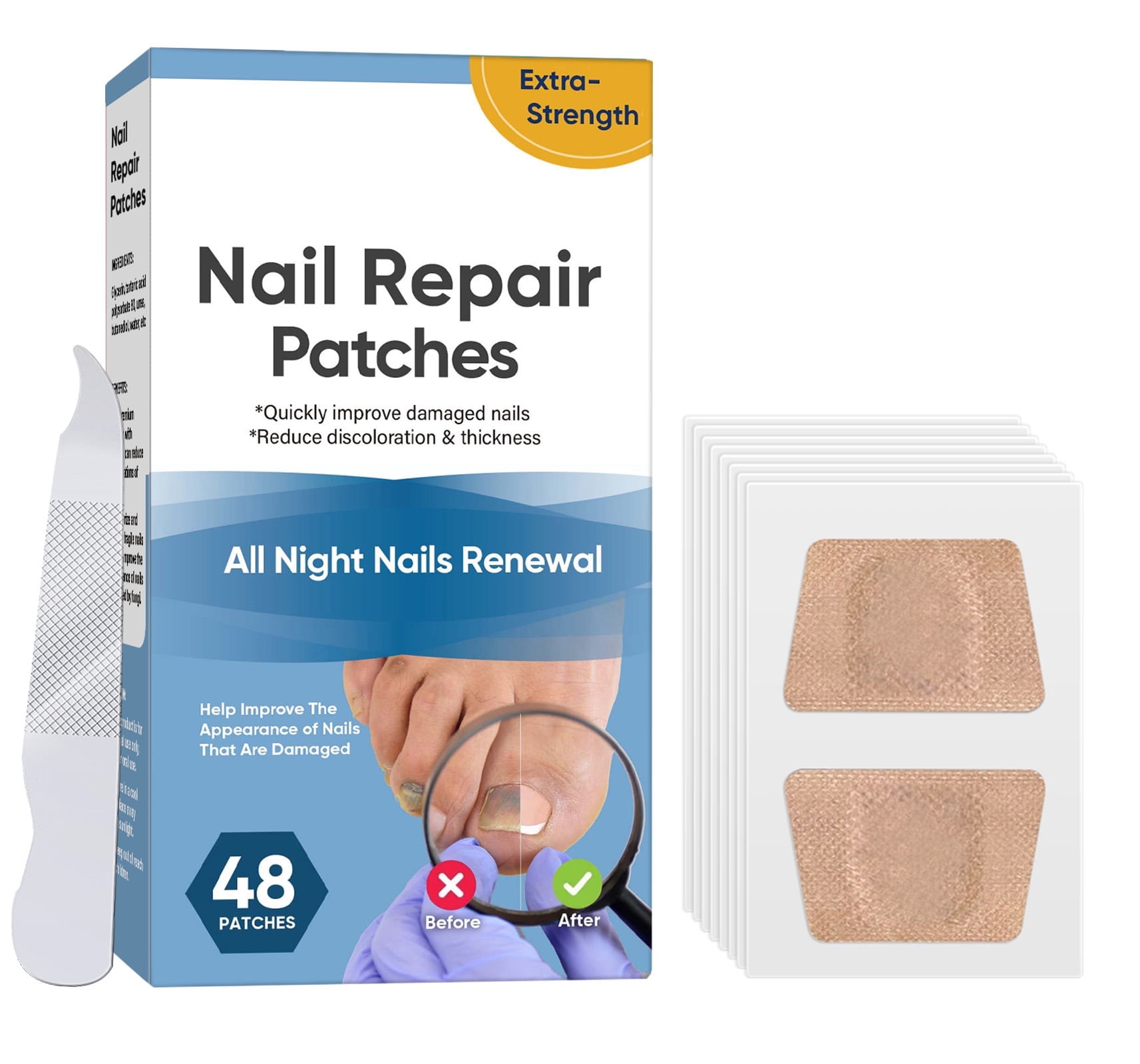 Toenail Fungus Treatment Extra Strength, 48pcs Nail Repair Strips for Restores Appearance of Discolored or Damaged Nails
