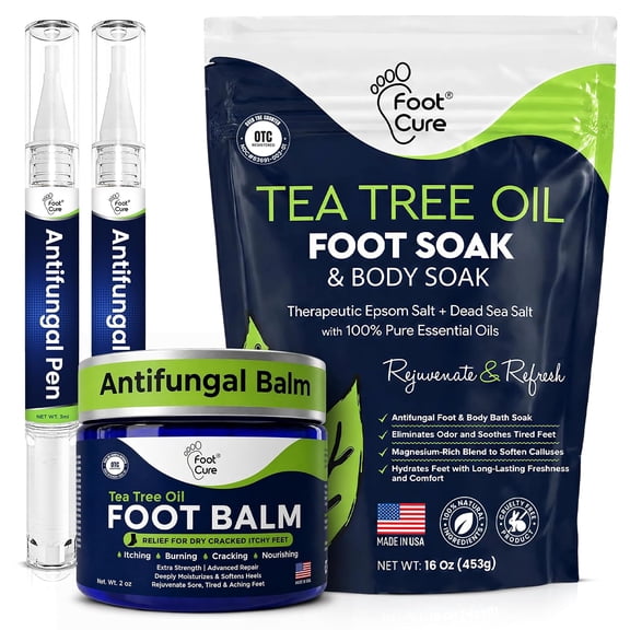 FootCure Toenail Fungus Treatment Extra Strength - Tea Tree Antifungal Balm & Foot Soak for Toenail Softener, Yellow Toenail Treatment, Ingrown Nail
