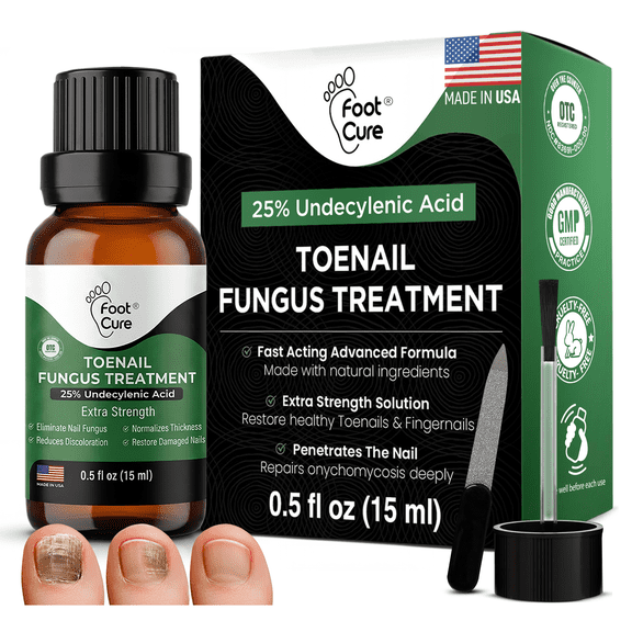 Foot Cure Toenail Fungus Treatment Extra Strength - 25% Undecylenic Acid Nail Repair Treatment for Ingrown Nails and Yellow Toenails - 15ml