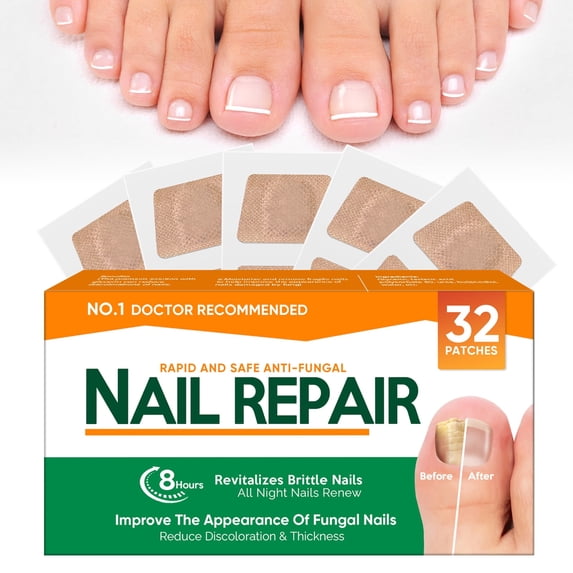 Toenail Fungus Treatment Extra Strength, Fungal Nail Patches, Advanced Nail Repair Strips to Restore Discolored and Damaged Nails, 32 Count