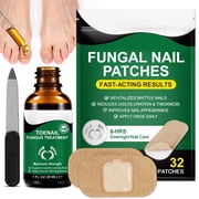 Toenail Fungus Treatment Kit, Extra Strength Antifungal Nail Repair Solution 30 mL & 32 Nighttime Renewal Patches - Repairs Damaged & Restores Discolored Nails