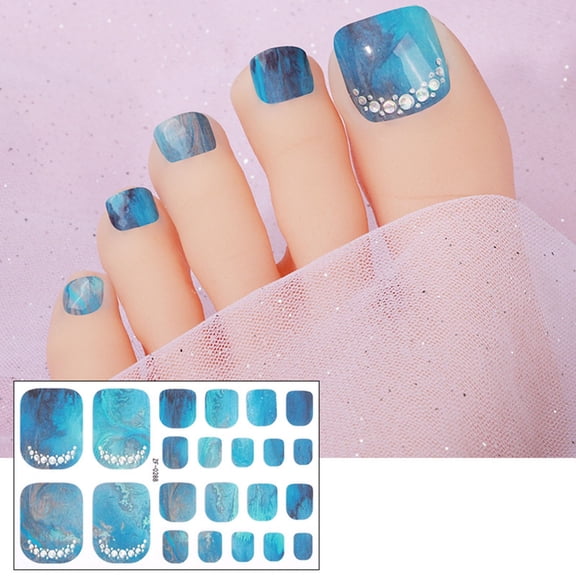 Toenail Polish Strips Adhesive Toenail Stickers Waterproof Toenail Art Stickers 3D Rhinestones Toenail Wraps for Woman