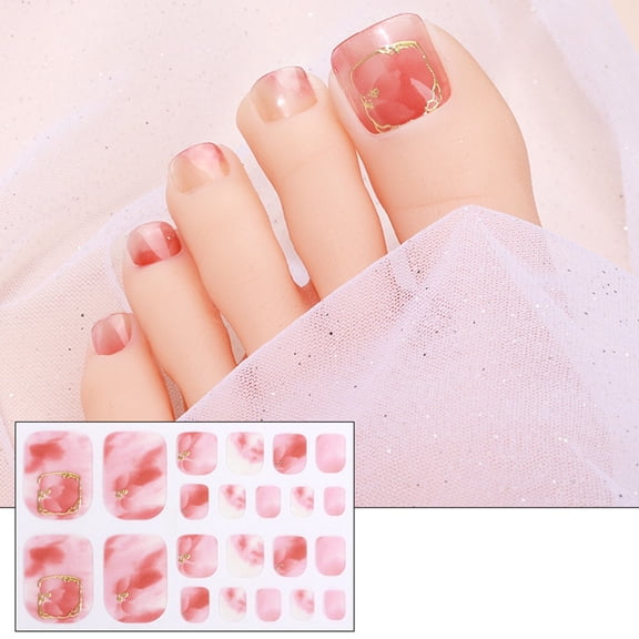 Toenail Polish Strips Adhesive Toenail Stickers Waterproof Toenail Art Stickers 3D Rhinestones Toenail Wraps for Woman