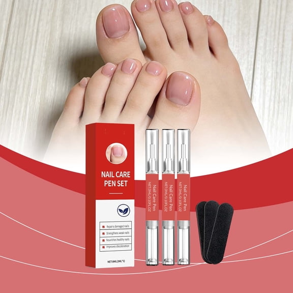 Toenail Repair Pen, Extra Strength Nail Treatment for Damaged, Yellow, Thick & Ingrown Nails, Fingernail & Toenail Fungus Treatment, Includes 3 Pens & 3 Files, 12ml