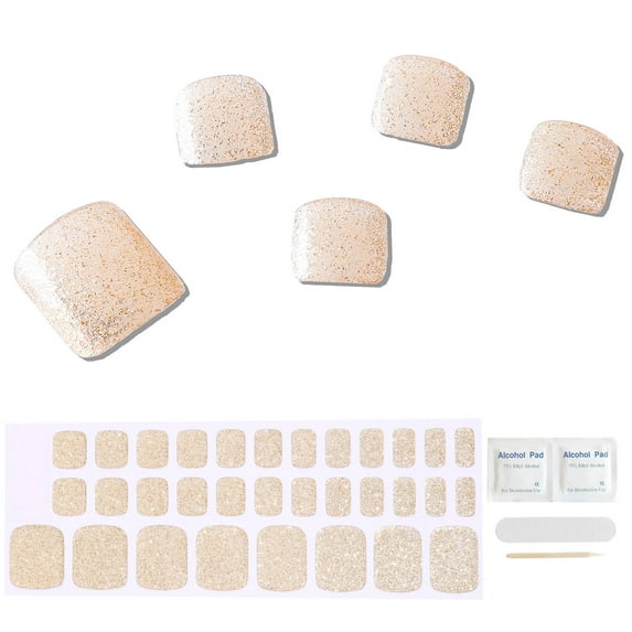 Toenail stickers nail decoration semi-cured gel nail stickers toe nails manicure stickers solid color-champagne