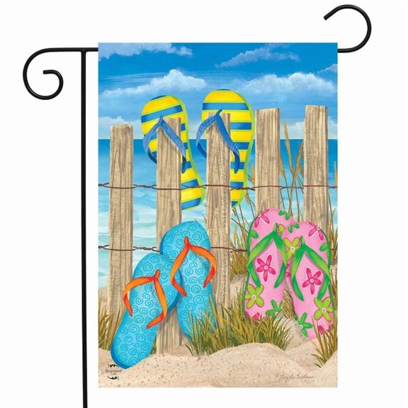 Toes In The Sand Summer Flip Flops Fence Flag 28x40 POLE NOT INCLUDED House Flag