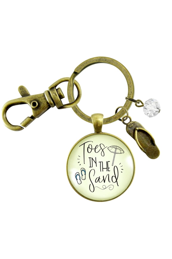 Toes in the San Beach Keychain Ocean Bronze Nautical Ocean Style Flip Flop Key chain