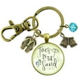 thumbnail image 1 of Toes in the Sand Summertime Gutsy Goodness Bronze Keychain Ocean Beach Nautical Quote Flip Flop Jewelry, 1 of 8