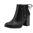 thumbnail image 1 of Toetos Women's Mid Chunky Heel Ankle Boots Suede Leather Side Zipper Ankle Boots Chicago-01 Black Size 9, 1 of 5