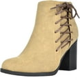 thumbnail image 1 of Toetos Women's Mid Chunky Heel Ankle Boots Suede Leather Side Zipper Ankle Boots Chicago-01 Taupe Size 11, 1 of 3