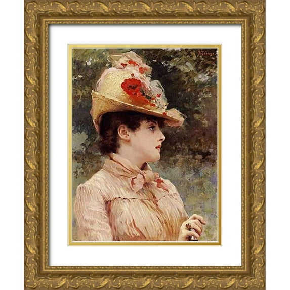 Tofano, Eduardo 19x24 Gold Ornate Wood Framed with Double Matting Museum Art Print Titled - A Young Beauty