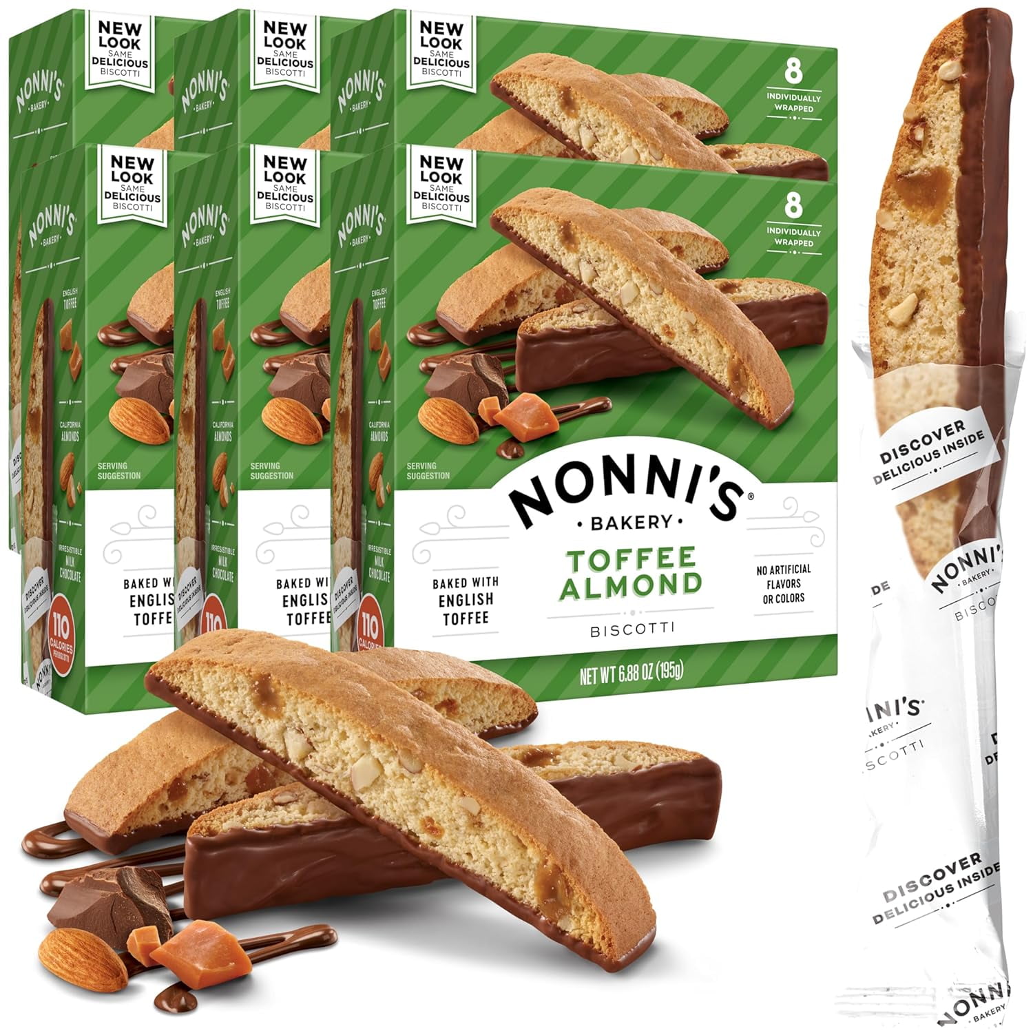 Toffee Almond Biscotti Italian Cookies 6 Boxes Biscotti Cookies w
