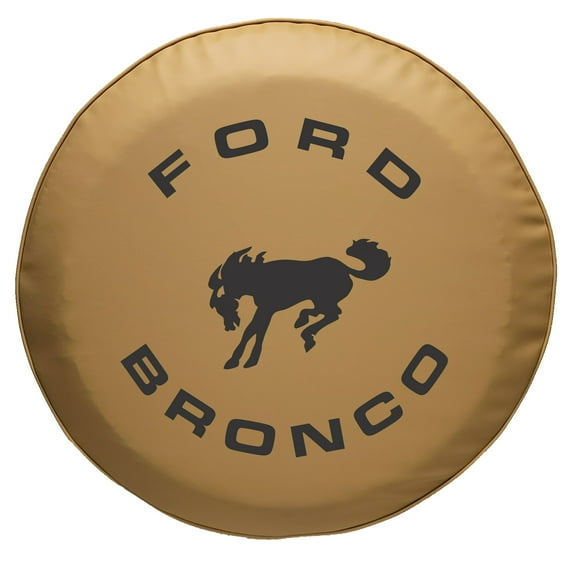 Toffee Bronco - 33-in w/Cam - Black Print with Toffee trim - US Made SpareCover - Toffee Series - Toffee Sho-Quality Automotive Vinyl