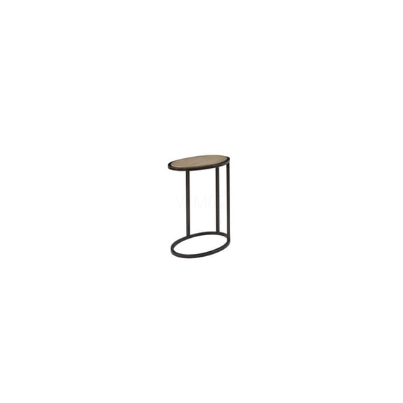 Toffee Brown Chairside Table with Wood Top and Metal Base, Small Accent End Table for Living Room, Bedroom, or Office