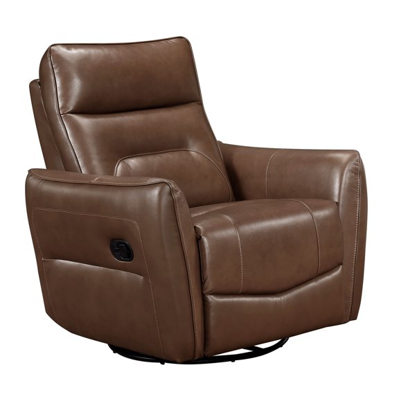 Toffee Brown Leather Recliner Chair with 360 Swivel and Glide Motion for Living Room