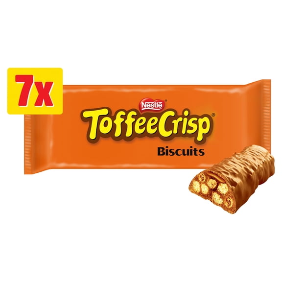 Toffee Crisp Biscuit Bar 7 Pack Multipack 130.9g, Imported from Britain