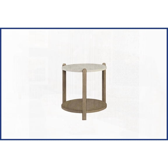 Toffee Finished Coffee Table with Natural Stone Top - Sturdy Legs & Functional Lower Shelf for Living Room