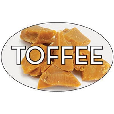 Toffee Food Store Labels 1.25" x 2" 500 each per roll Great Quality Stickers Decals