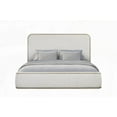 thumbnail image 1 of Toffee & White Sand Upholstered Bed - Modern Design with Rounded Headboard Edges, 1 of 6