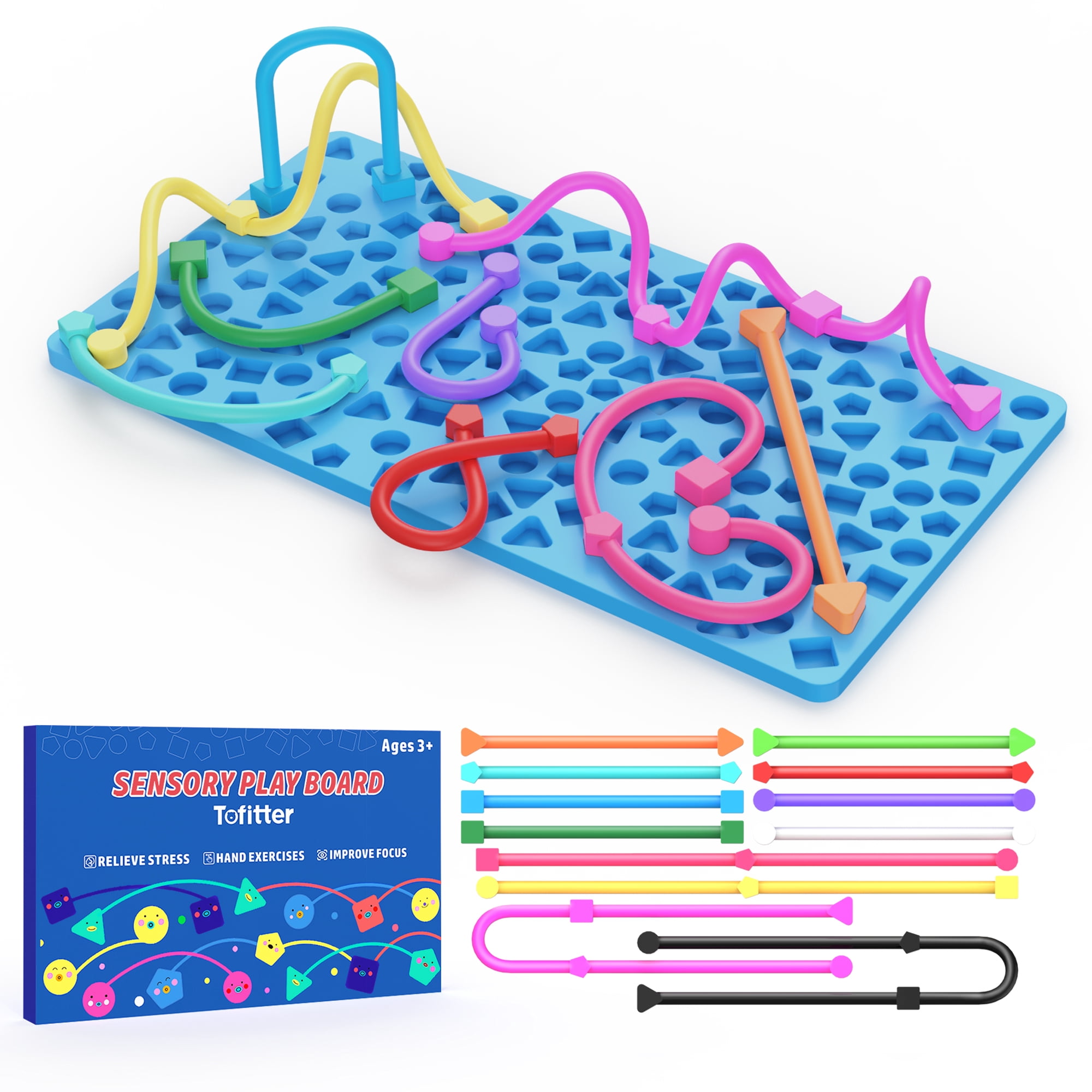 Tofitter Silicone Sensory Activity Board, Silent Fidget Toys for Kids 3 ...