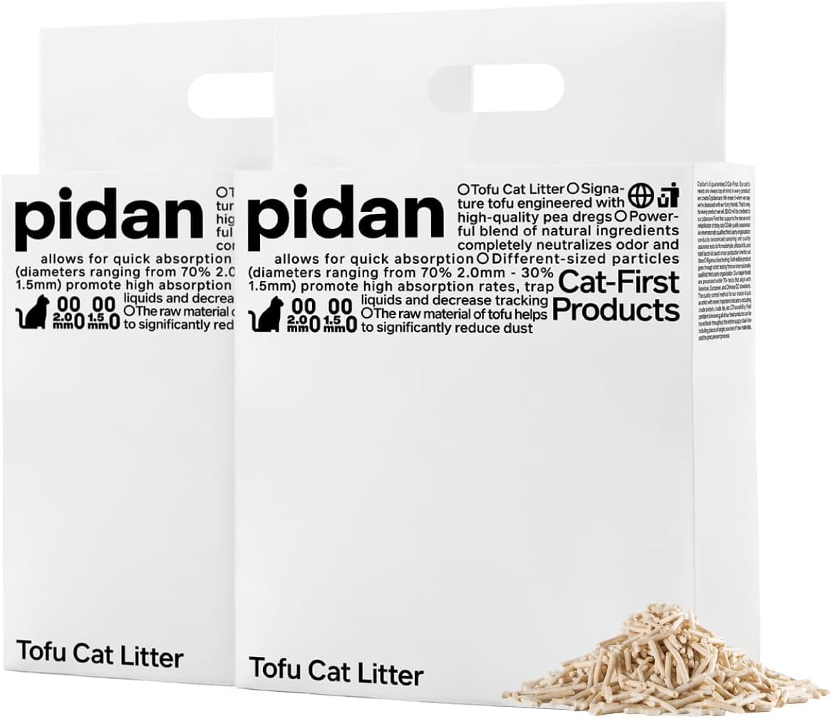 Tofu Cat Litter Clumping,Flushable, Absorbent and Fast Drying, 100% Natural Ingredients Litter,Solubility in Water,Really Dust-Free,Less Scattering (5.3lb2bags)