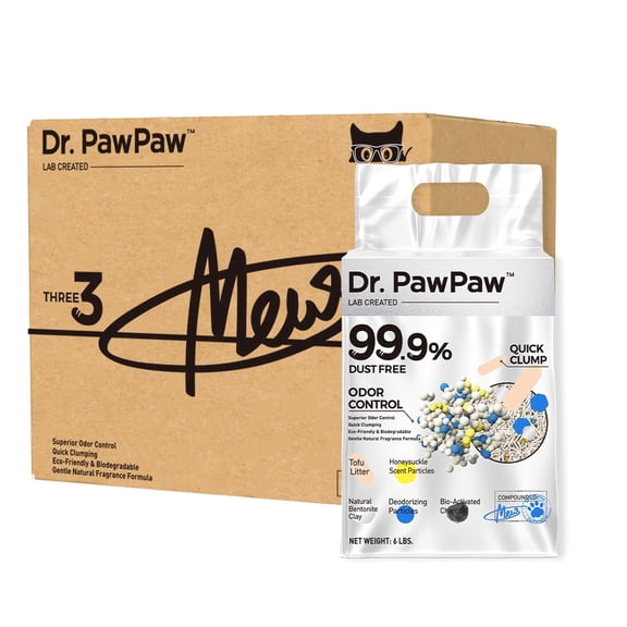 Tofu Cat Litter, Dr. PawPaw Clumping Cat Litter, Honeysuckle Scent 18 lb, Dust-Free Keep Kitty Tidy, Superior Odor Control Keep Step Fresh