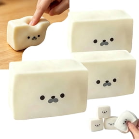 Tofu Seal Milk Brick Cube Squishy Toy, 2.44 Inch Slow Rebound Soft Stress Relief Squeeze Fidget Toy for Kids Adults (2PCS)