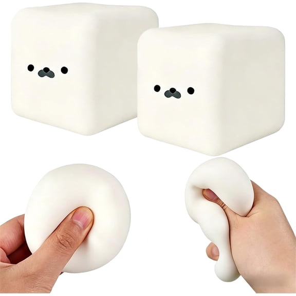 Tofu Seal Squishy 2 Pack, Soft Squeeze Stress Relief, Cute Slow Rising Fidget for Anxiety Relief