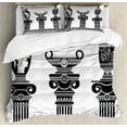 thumbnail image 1 of Toga Party King Size Duvet Cover Set, Set of Hellenic Vases and Ionic Columns Artistic Design Amphora Antiquity, Decorative 3 Piece Bedding Set with 2 Pillow Shams, Black and White, by Ambesonne, 1 of 3
