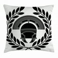 thumbnail image 1 of Toga Party Throw Pillow Cushion Cover, Ancient Greek Shield and Helmet Figure Classic Army Mythological Hero Print, Decorative Square Accent Pillow Case, 20 X 20 Inches, Black White, by Ambesonne, 1 of 2