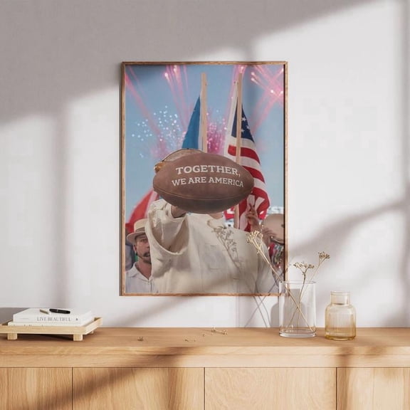 Together We Are America Poster - Vintage Patriotic Music Lover Wall Art, Americana Nostalgic Print for Home Decor, Living Room, Man Cave, Gift for Fans