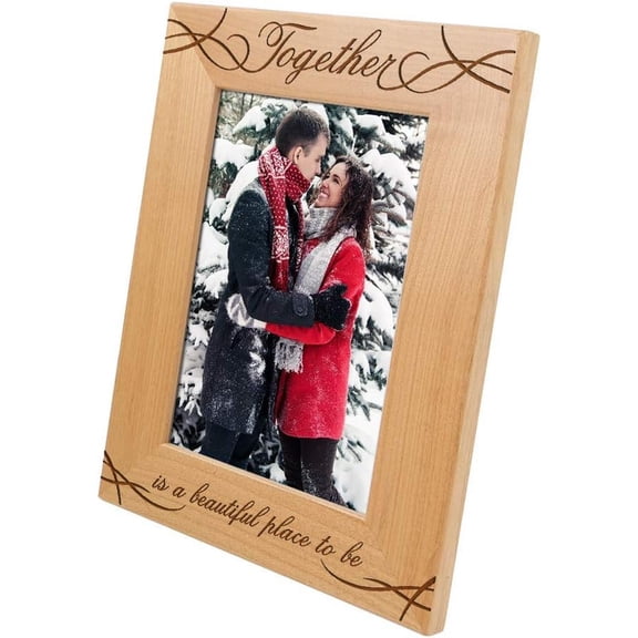 Together is a Beautiful Place to Be-Wood Engraved Picture Frame,Love Picture Frame,Valentine’s Day Gift,Wedding Picture,Wife Birthday Gift,Anniversary Picture Frame,Family Photo (5x7 Vertical)