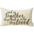 thumbnail image 1 of and So Together They Built a Life They Loved Farmhouse Decor Family Decoration Cotton Linen Home Decorative Rectangular Throw Pillow Case Cushion Cover with Words for Sofa Couch, 12 x 20 in, 1 of 6