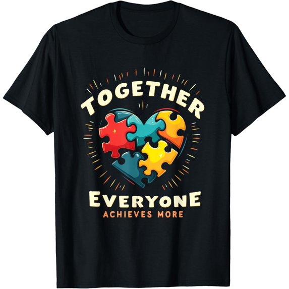 Together Everyone Achieves More Colorful Puzzle Heart T-Shirt