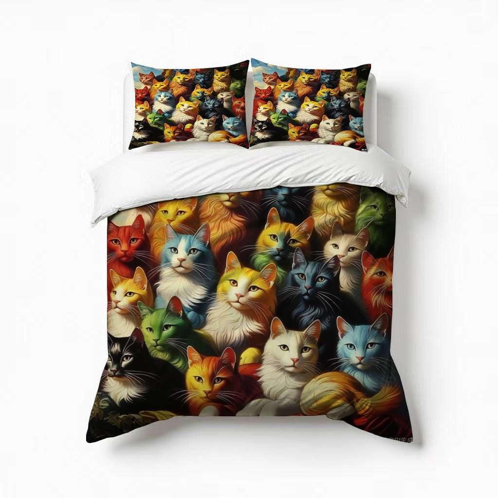 Cat Colorful Gaze 3-Piece Quilted Bedding Set NCU0NNT597 main image 0