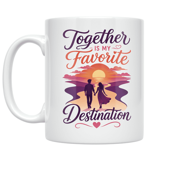Together Is My Favorite Destination - Adventure Couple - 11 oz Ceramic Coffee Mug