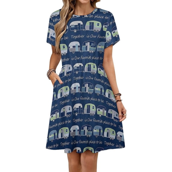Together Is Our Favorite Place to Be Camper Short Sleeve Dress Women Summer Evening Dresses Ladies Sundress