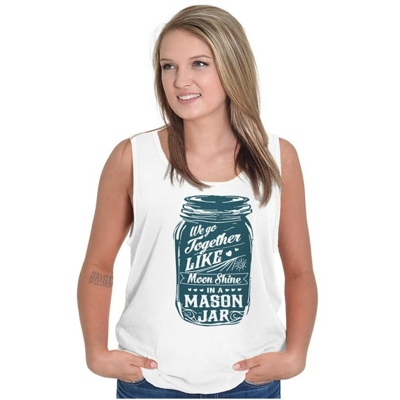 Together Like Moonshine and Mason Jar Tank Top Tee Shirt Women Brisco Brands S