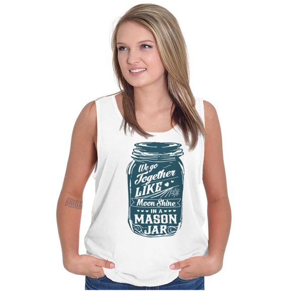 Together Like Moonshine and Mason Jar Tank Top Tee Shirt Women Brisco Brands S